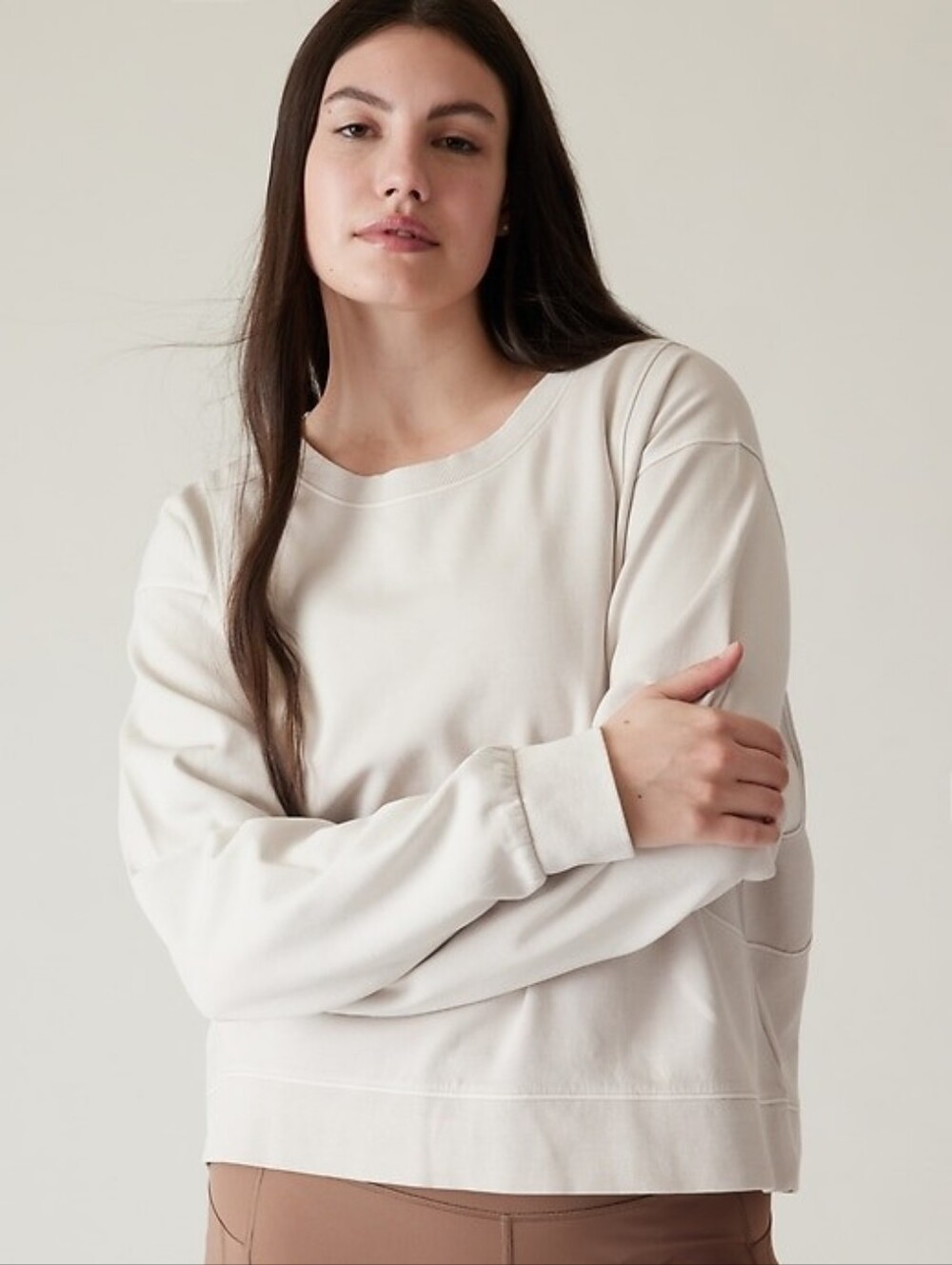 Athleta Sundown Crewneck Sweatshirt Abalone Organic Cotton Size XS